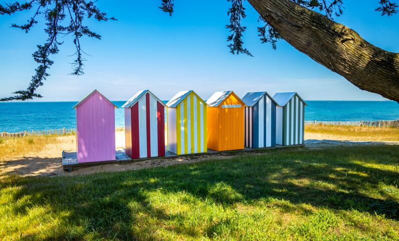 Bunte Hütten auf der Insel Oléron