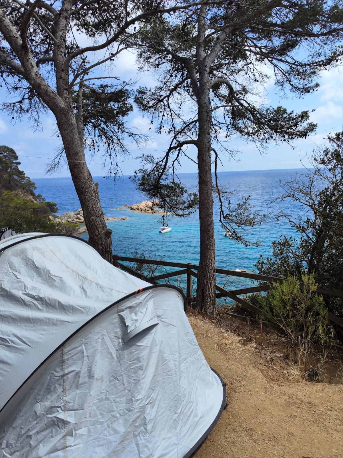 Gray tent with view