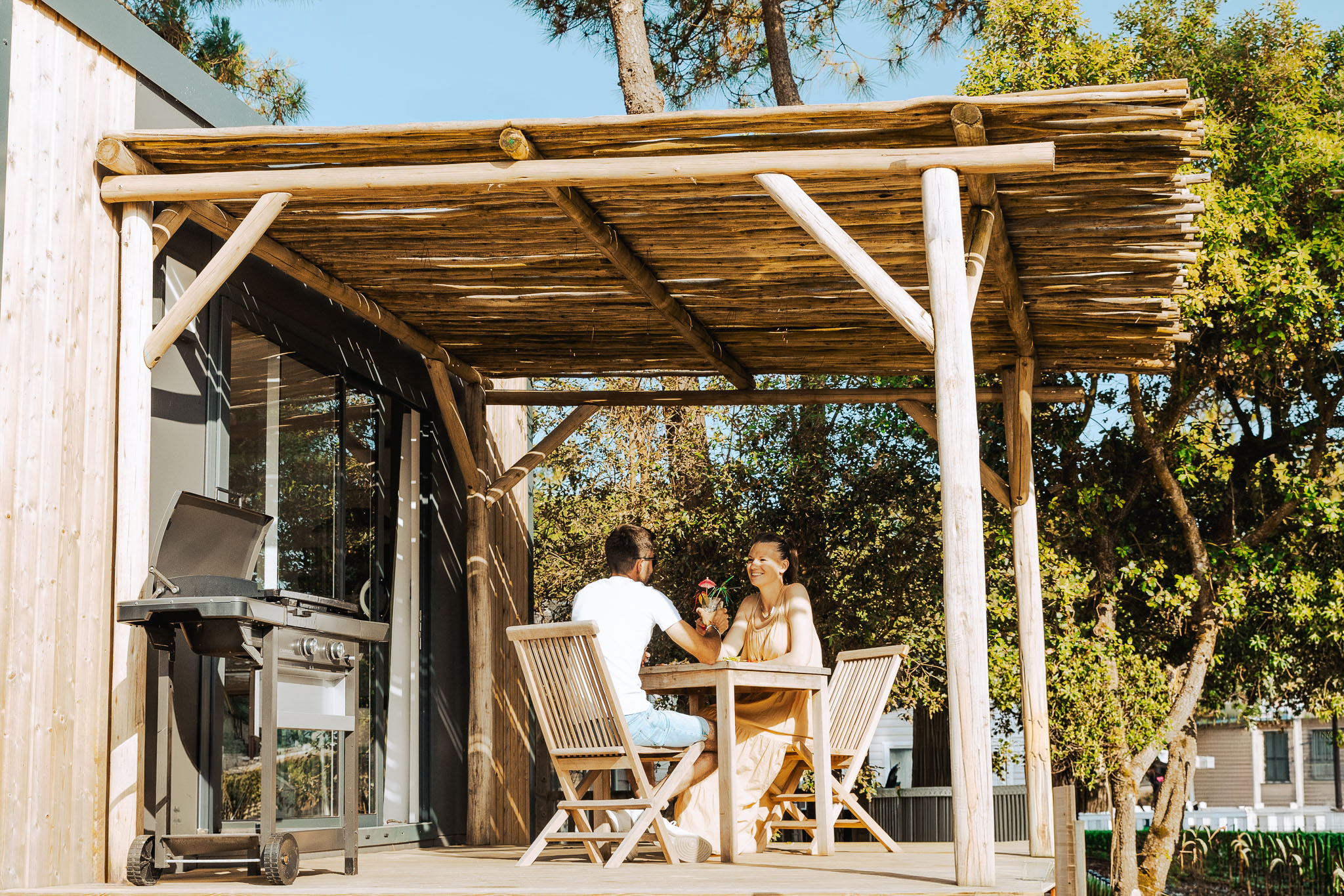 Modern mobile home with terrace in a campsite near Les Sables d'Olonne