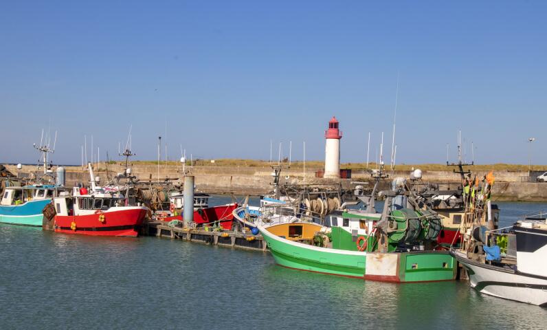 Pontons bordés de bateaux dans le port de la Cotinière